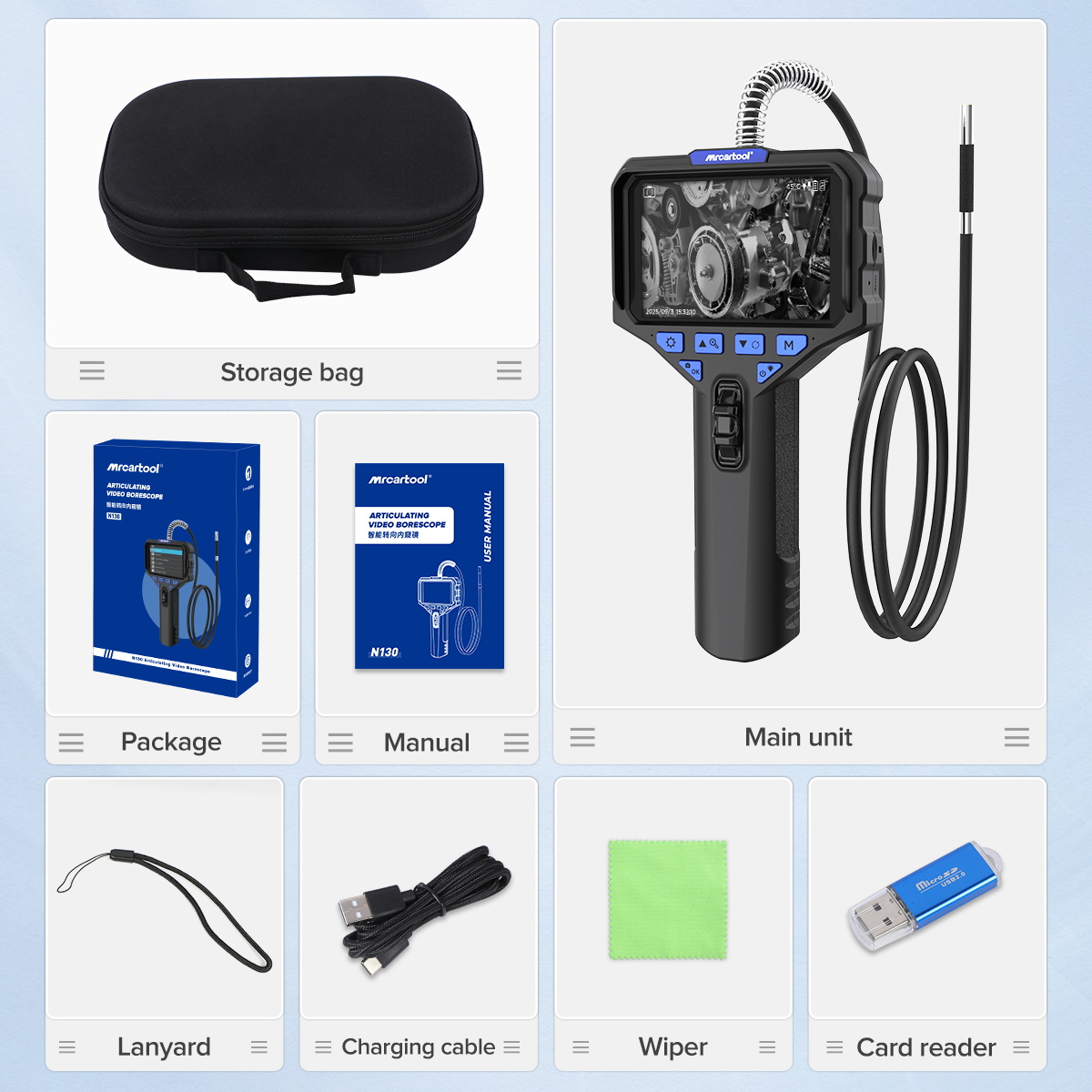 MRCARTOOL N130 Flexible Scope Camera 5.5mm 1-Meter Cable 210° - Imagen 14