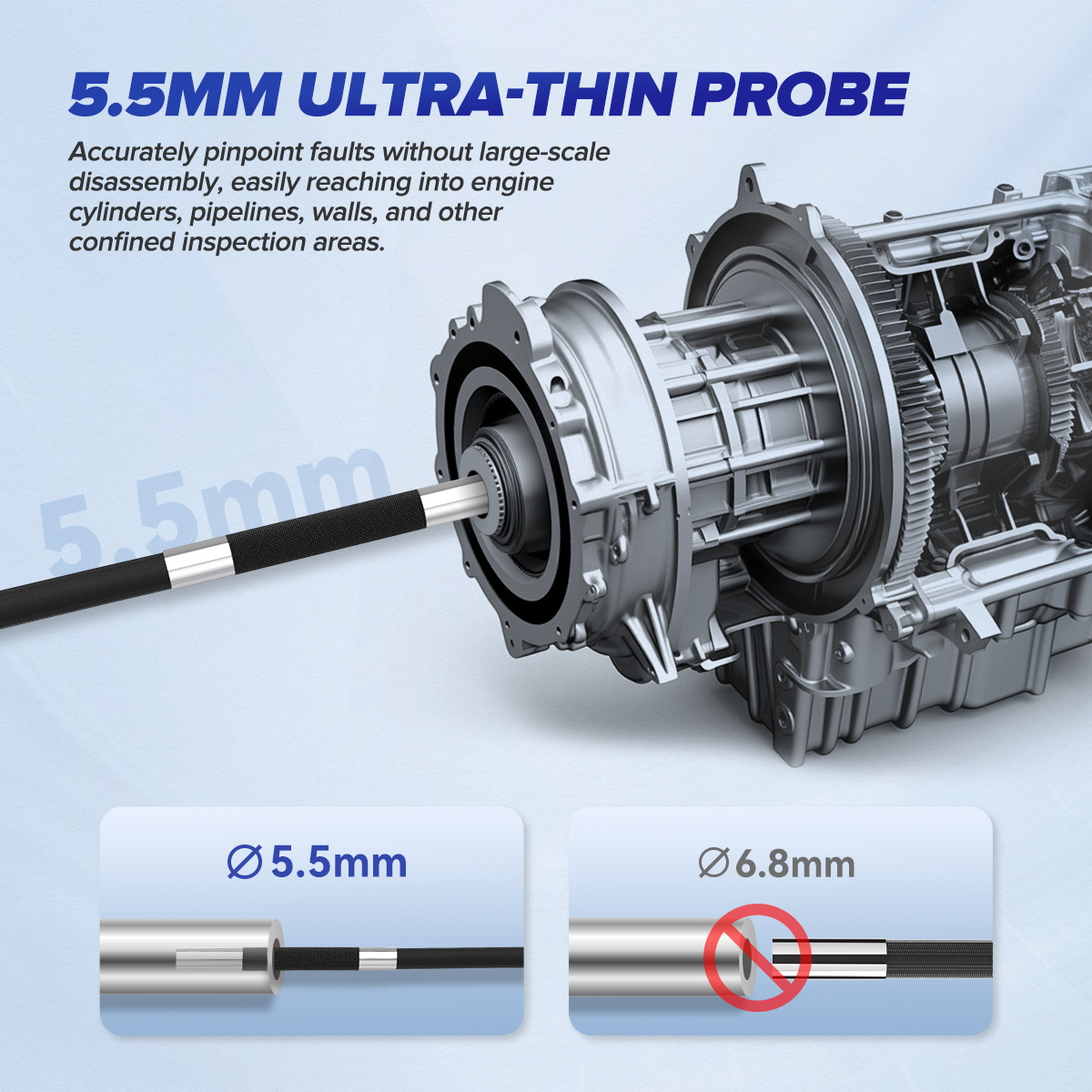 MRCARTOOL N130 Flexible Scope Camera 5.5mm 1-Meter Cable 210° - Imagen 4