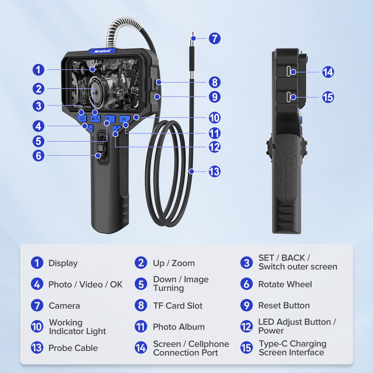 MRCARTOOL N130 Flexible Scope Camera 5.5mm 1-Meter Cable 210° - Imagen 12