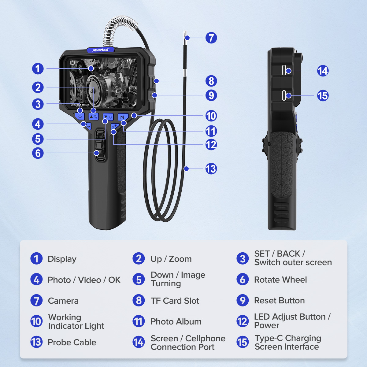 MRCARTOOL N220 Digital Inspection Camera 3.9mm 210° - Imagen 13