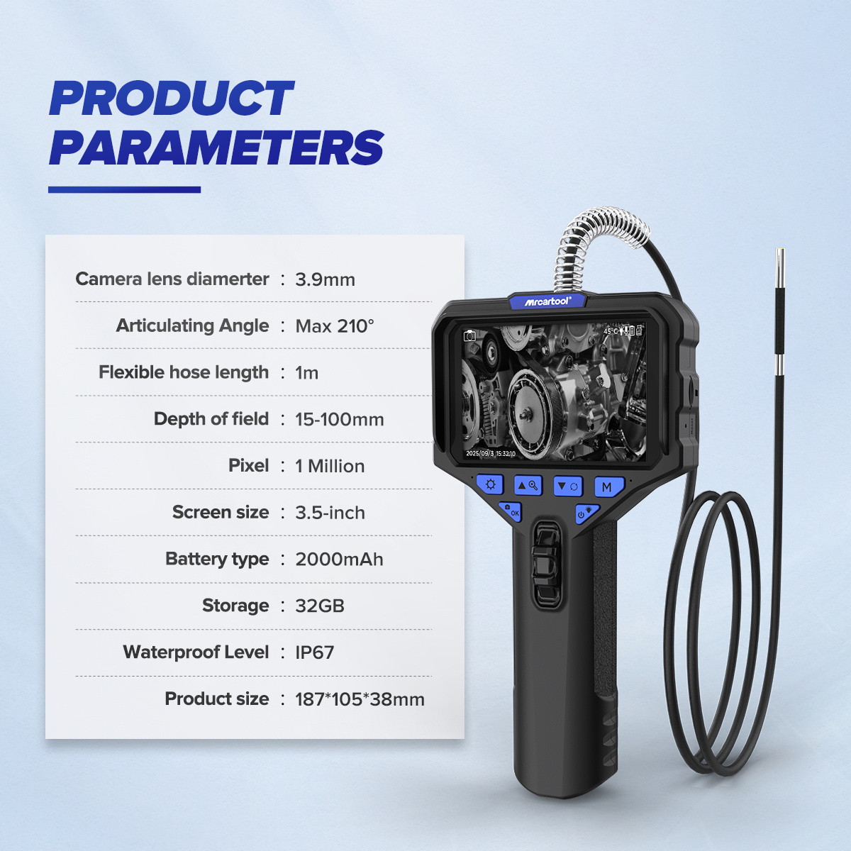 MRCARTOOL N220 Digital Inspection Camera 3.9mm 210° - Imagen 12