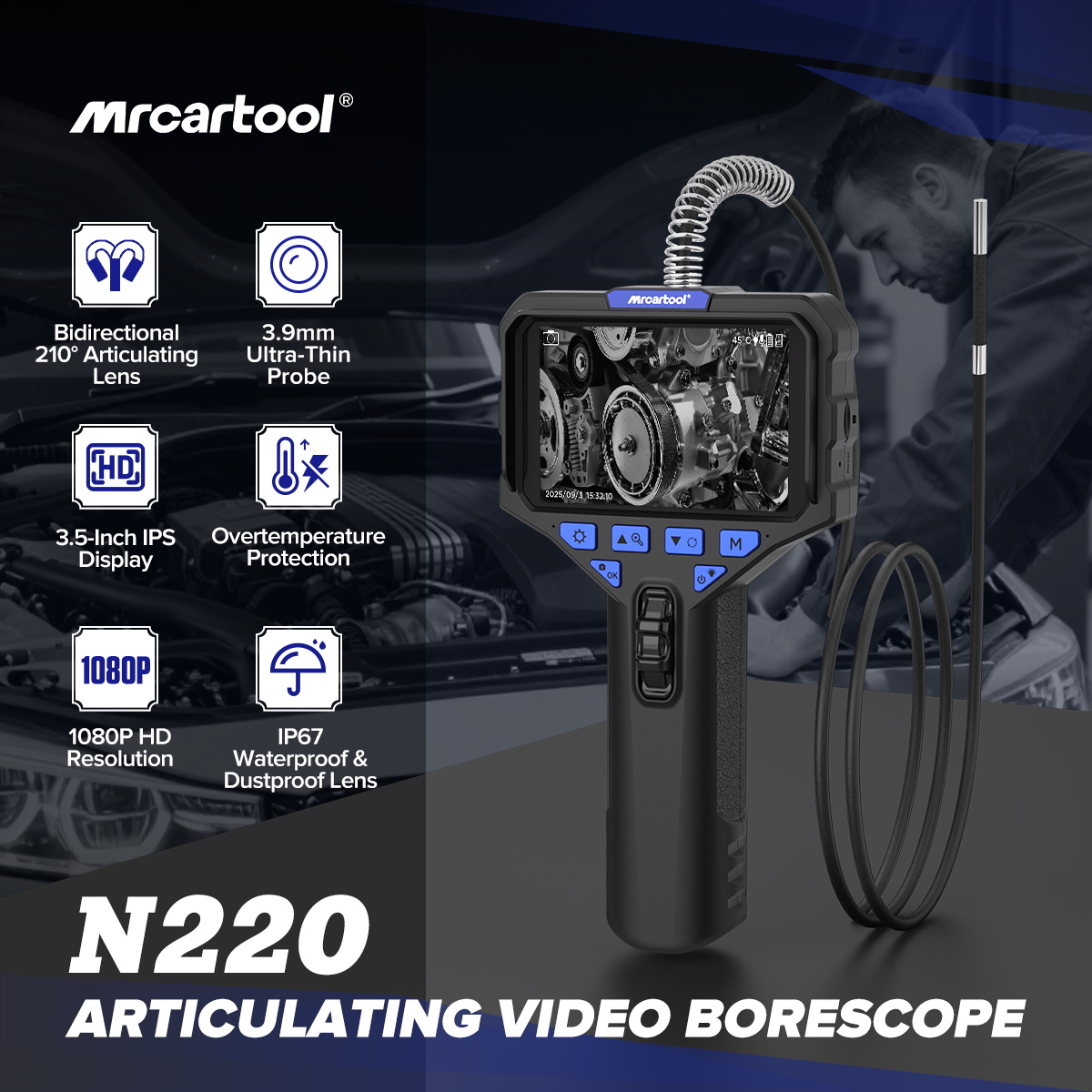 MRCARTOOL N220 Digital Inspection Camera 3.9mm 210° - Imagen 2