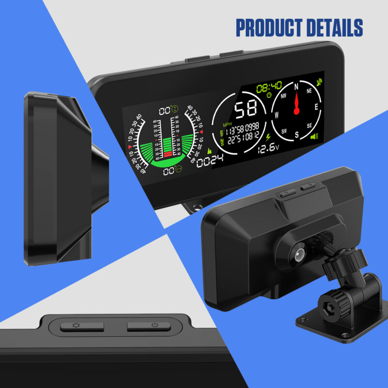 MRCARTOOL M60 GPS Inclinometer HUD with Compass for Off-Road SUV ...