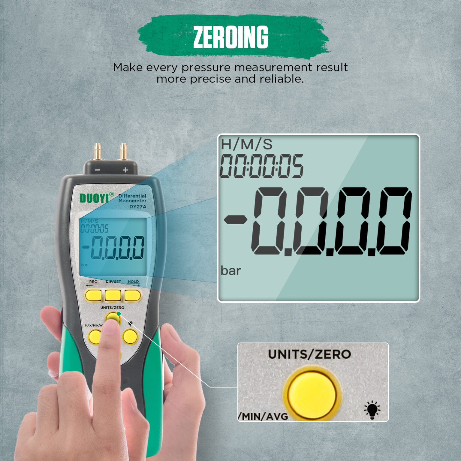 Digital Differential Pressure Gauge with 11-unit LCD display DY27A - Image 5