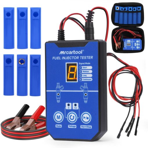 MRCARTOOL Fuel Pressure Tester Supports 12V Injectors Six Adapters