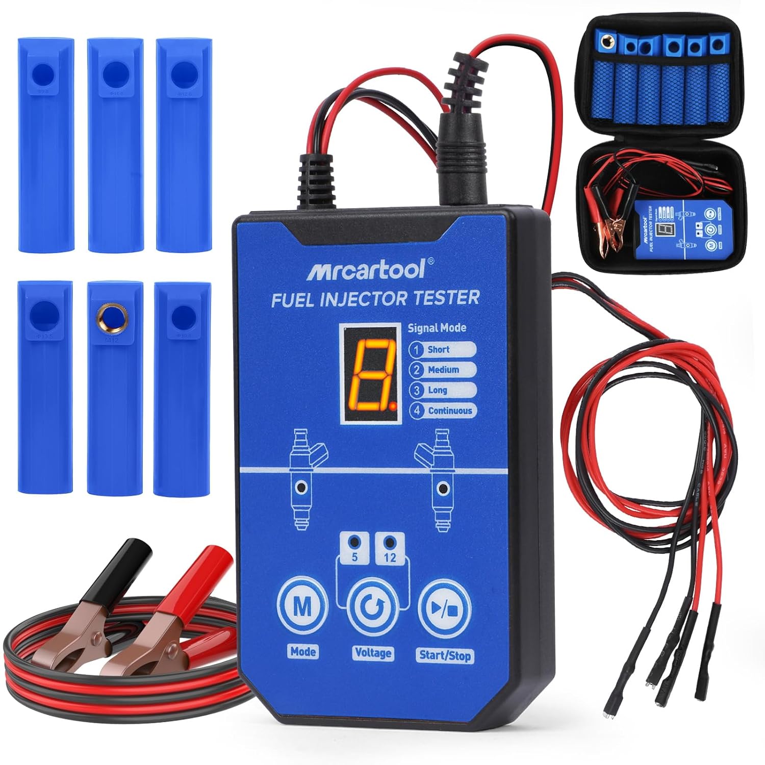 MRCARTOOL Fuel Pressure Tester Supports 12V Injectors Six Adapters