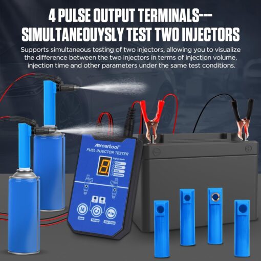 MRCARTOOL Fuel Pressure Tester Supports 12V Injectors Six Adapters - Image 3