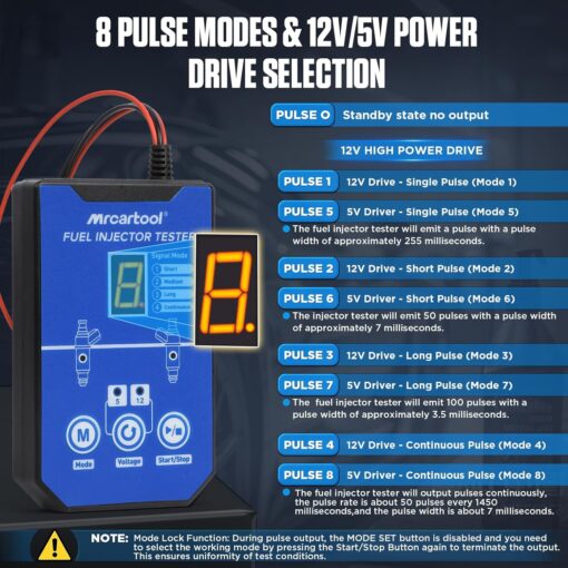 MRCARTOOL Fuel Pressure Tester Supports 12V Injectors Six Adapters - Image 4