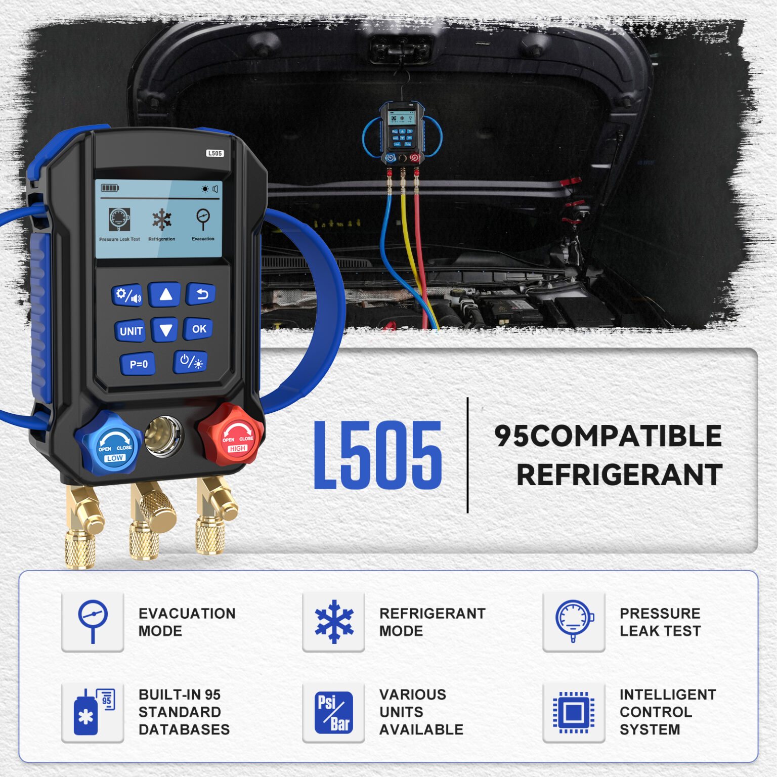 MRCARTOOL L505 Digital HVAC Gauges Manifold Gauge Set - Image 2