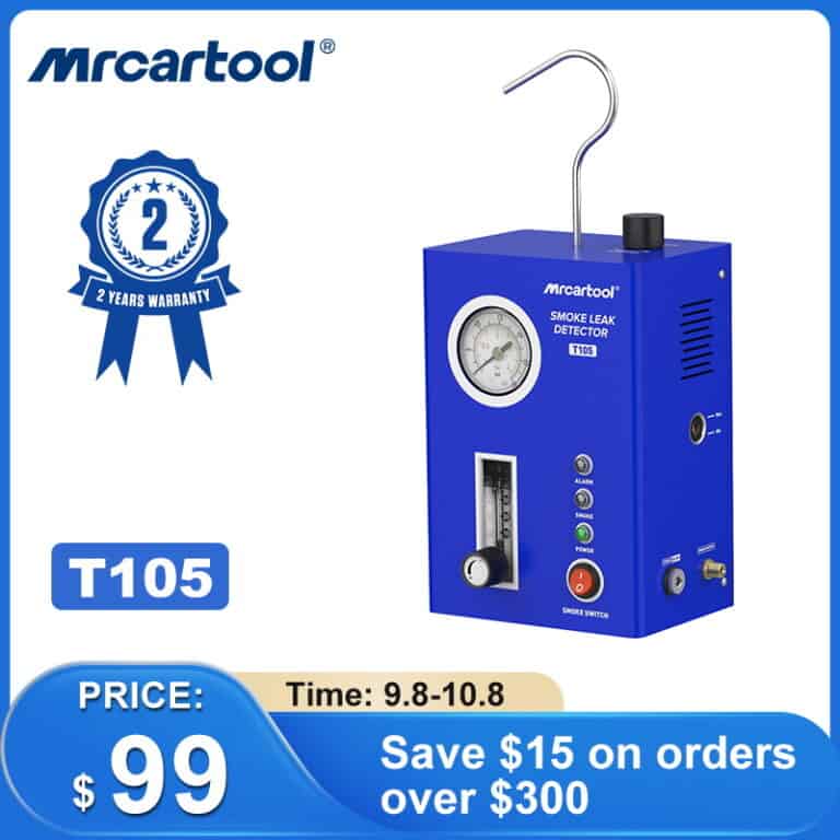 SMOKE LEAK DETECTOR, Mrcartool T105 fire safety tool with alarm, leak detection, and gas sensor for residential or commercial fire prevention.