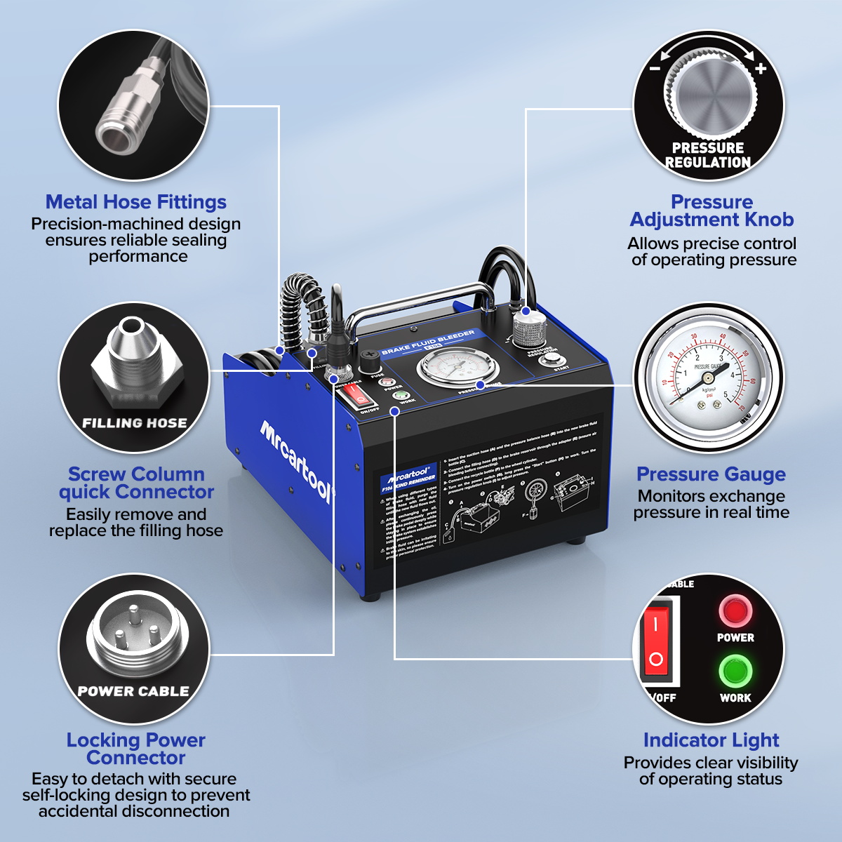 MRCARTOOL F106 ADJUSTABLE PRESSURE BRAKE FLUID BLEEDER MACHINE - Image 6