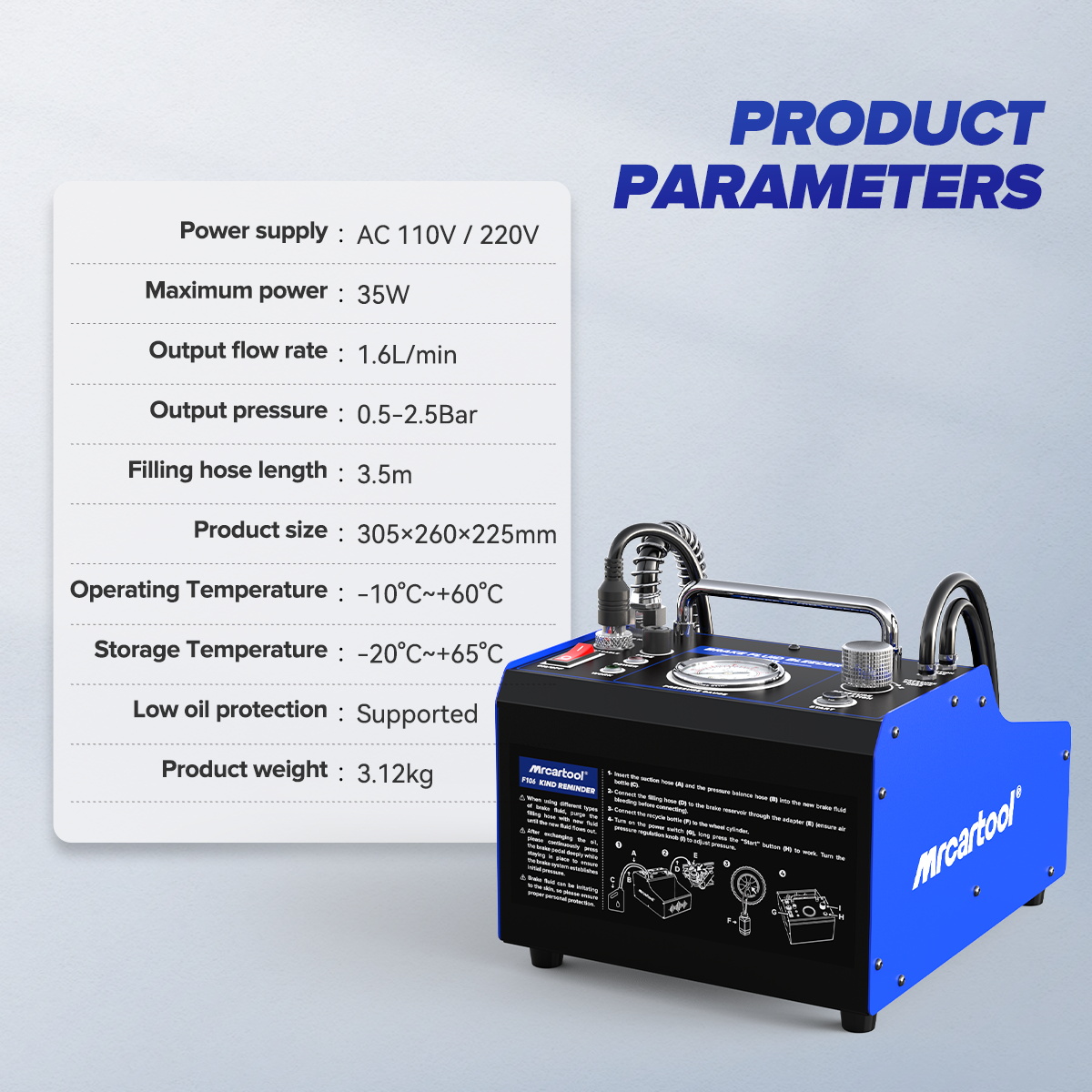 MRCARTOOL F106 ADJUSTABLE PRESSURE BRAKE FLUID BLEEDER MACHINE - Image 9