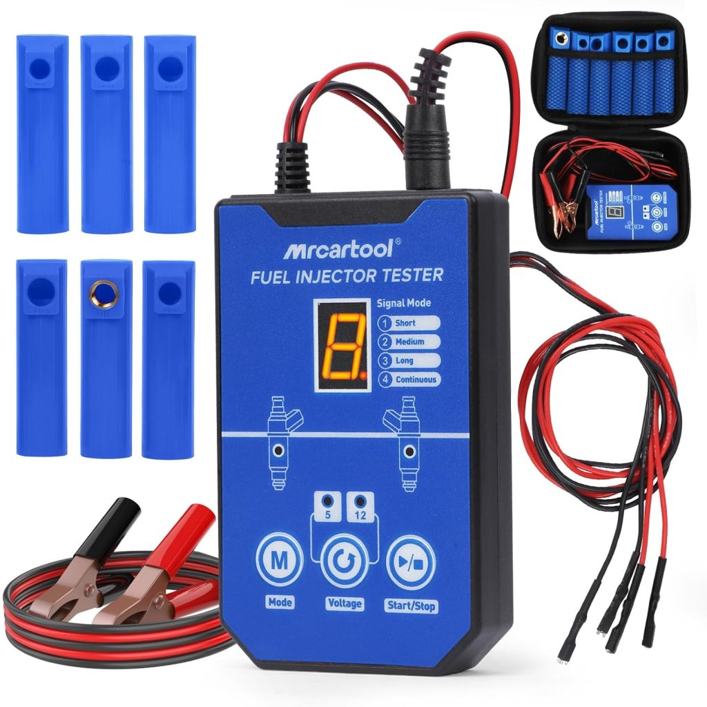 MRCARTOOL Fuel Pressure Tester Supports 12V Injectors Six Adapters